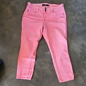 TORRID Coral Pink Tapered Stretch Denim Jeans Size 14